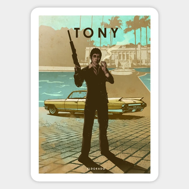 Tony Montana - CadillacEldorado - Car Legends Sticker by Great-Peoples